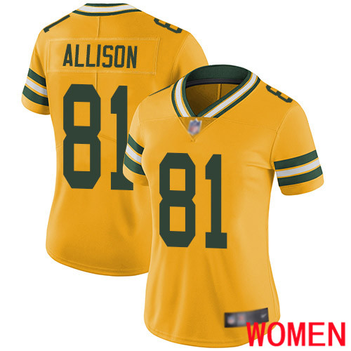 Green Bay Packers Limited Gold Women #81 Allison Geronimo Jersey Nike NFL Rush Vapor Untouchable->green bay packers->NFL Jersey